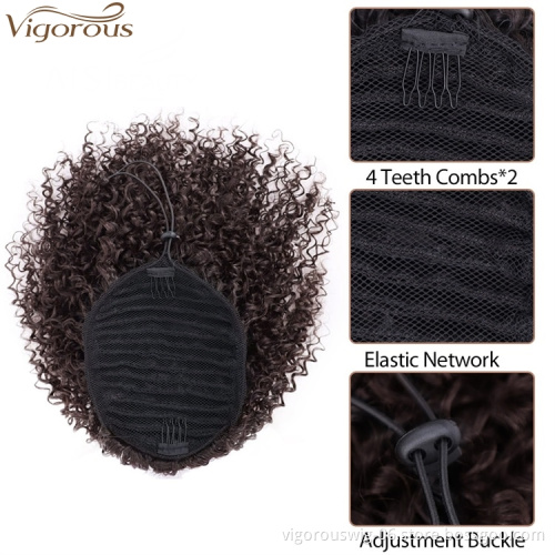 Vigorous Messy Curly Afro Kinky Wavy Hair Extension for Women Synthetic Short Drawstring Ponytail Hairpiece For Women